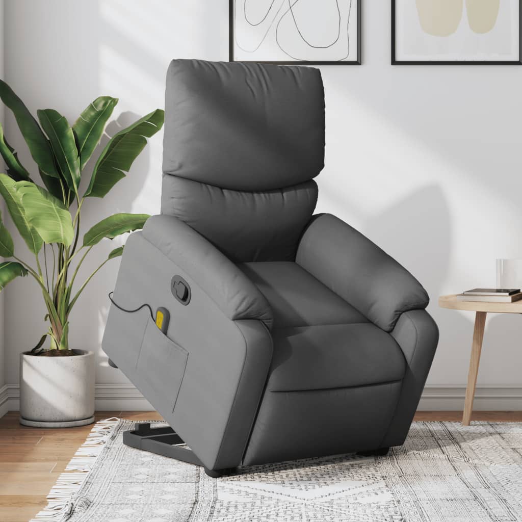 Fauteuil de massage inclinable Gris foncé Tissu Fauteuils vidaXL   