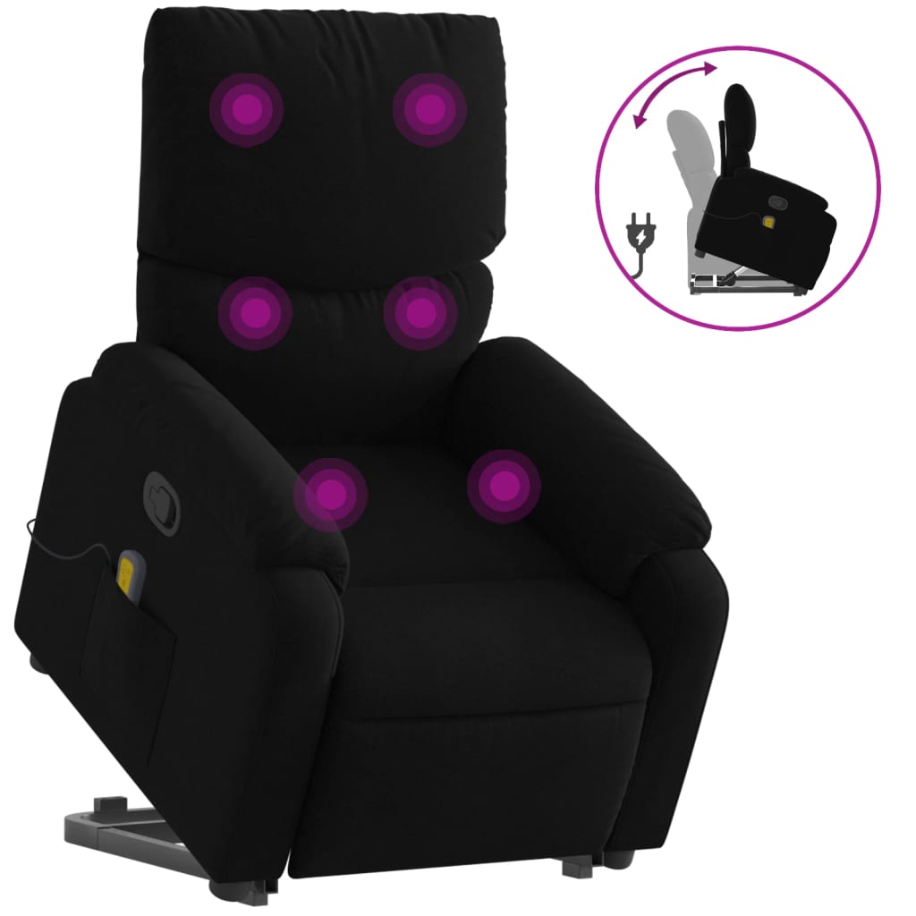 Fauteuil de massage inclinable Noir Tissu Fauteuils vidaXL   