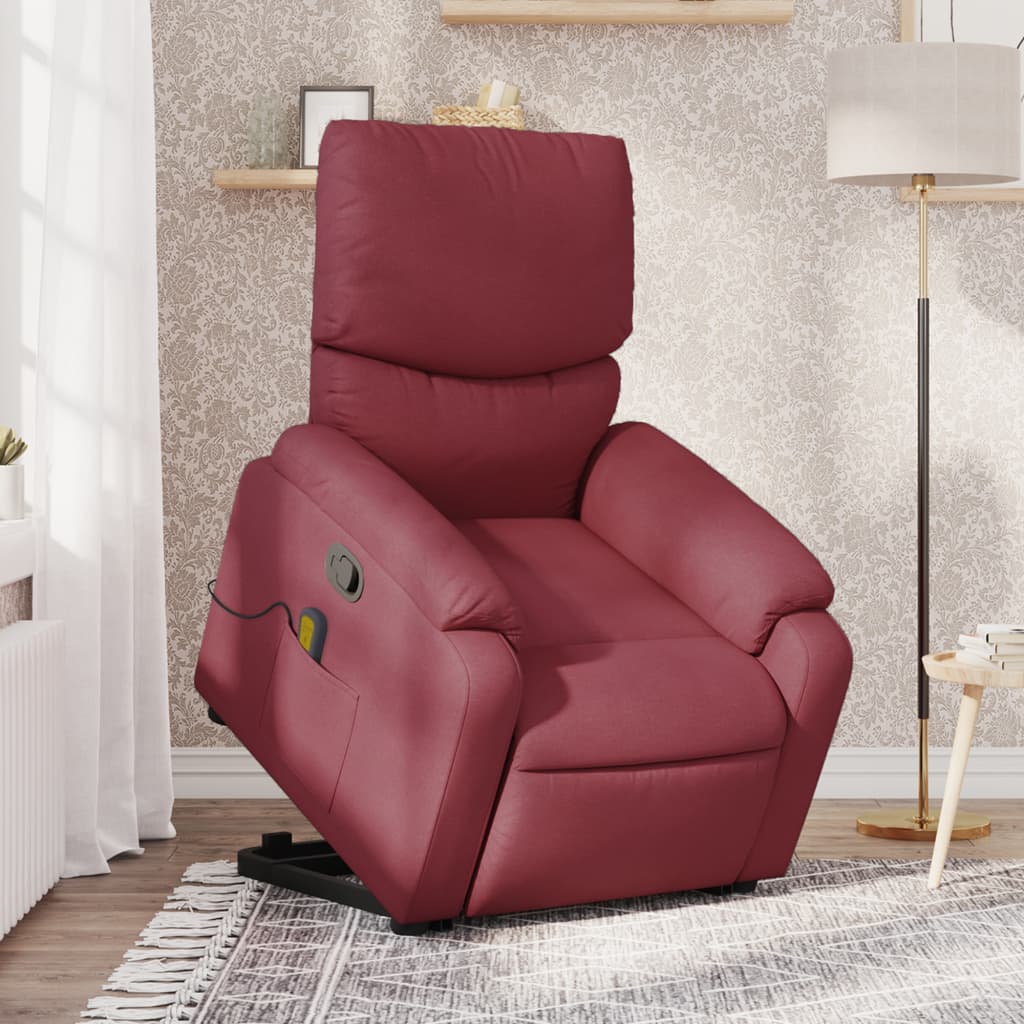 Fauteuil inclinable de massage Rouge bordeaux Tissu Fauteuils vidaXL   