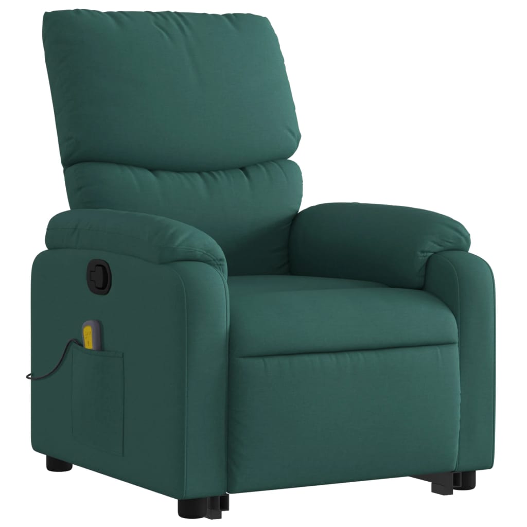 Fauteuil inclinable de massage Vert foncé Tissu Fauteuils vidaXL   