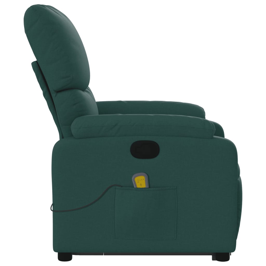 Fauteuil inclinable de massage Vert foncé Tissu Fauteuils vidaXL   