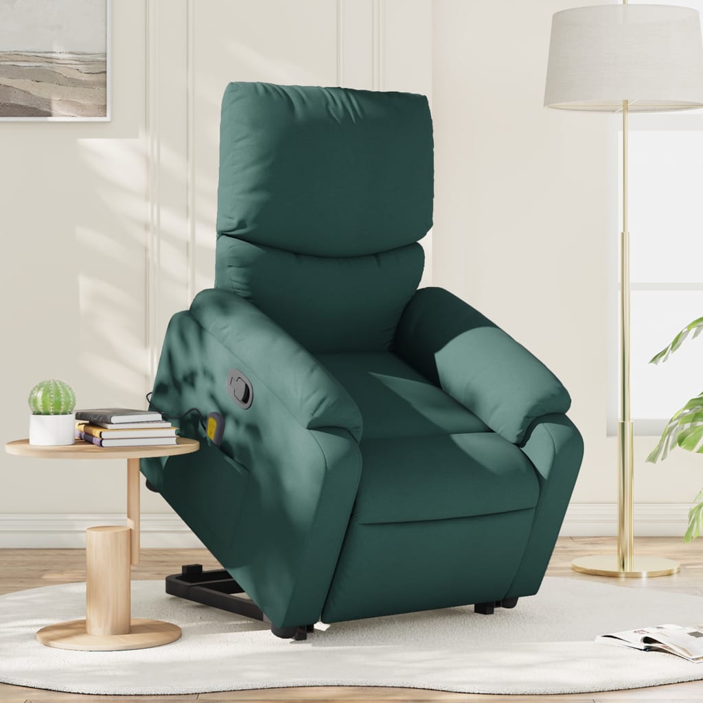 Fauteuil inclinable de massage Vert foncé Tissu Fauteuils vidaXL   