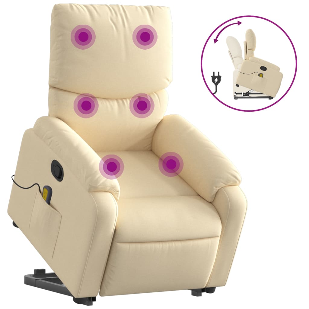 Fauteuil inclinable de massage Crème Tissu Fauteuils vidaXL   