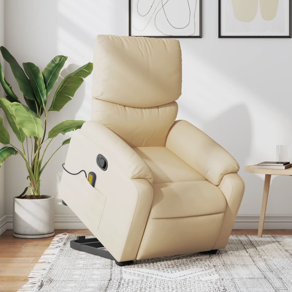 Fauteuil inclinable de massage Crème Tissu Fauteuils vidaXL   