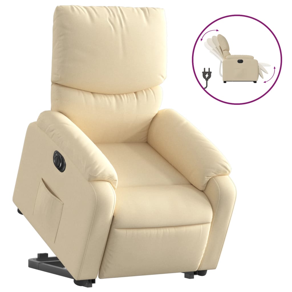 Fauteuil inclinable électrique crème tissu Fauteuils vidaXL   