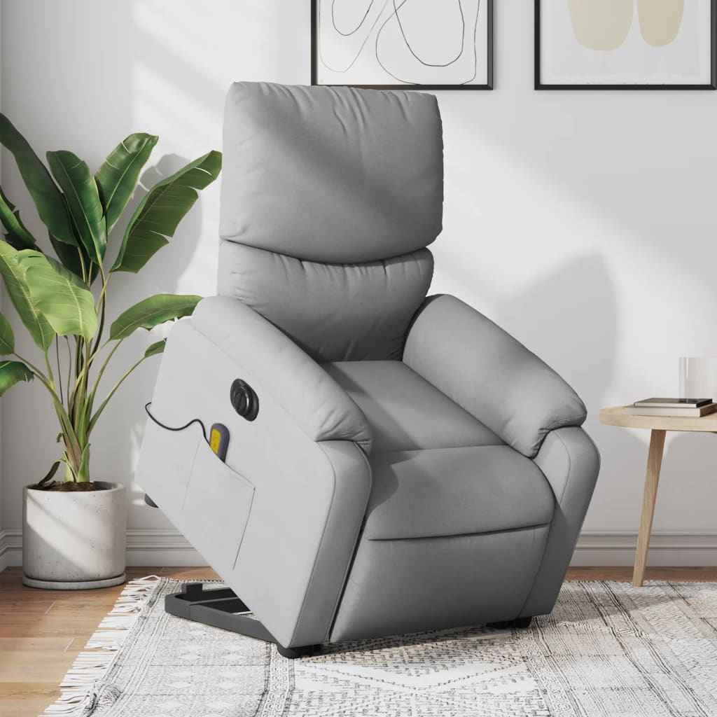 Fauteuil inclinable de massage électrique Gris clair Tissu Fauteuils vidaXL   