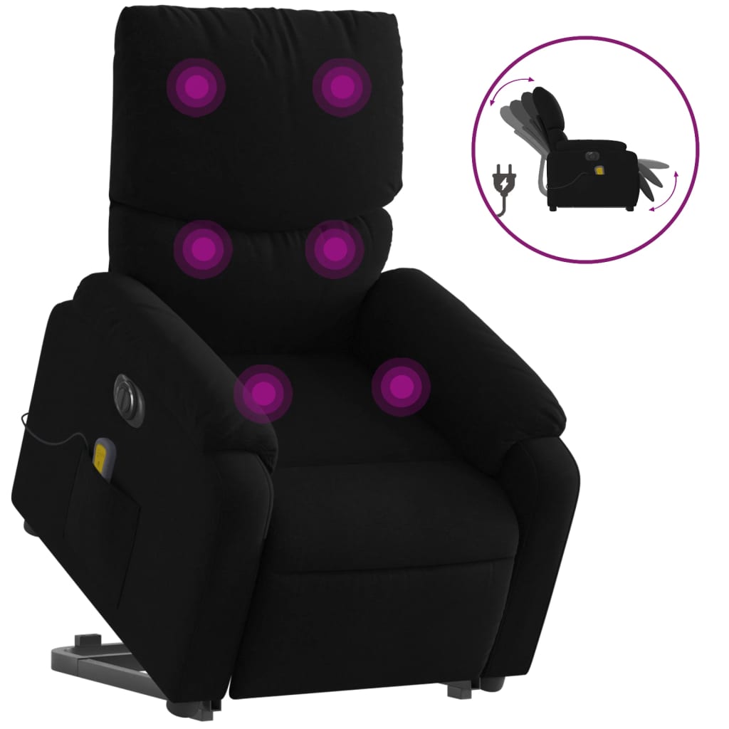 Fauteuil inclinable de massage électrique Noir Tissu Fauteuils vidaXL   