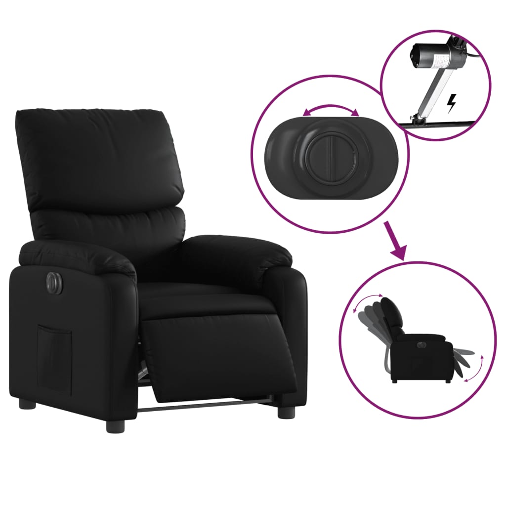 Fauteuil inclinable électrique Noir Similicuir Fauteuils vidaXL   