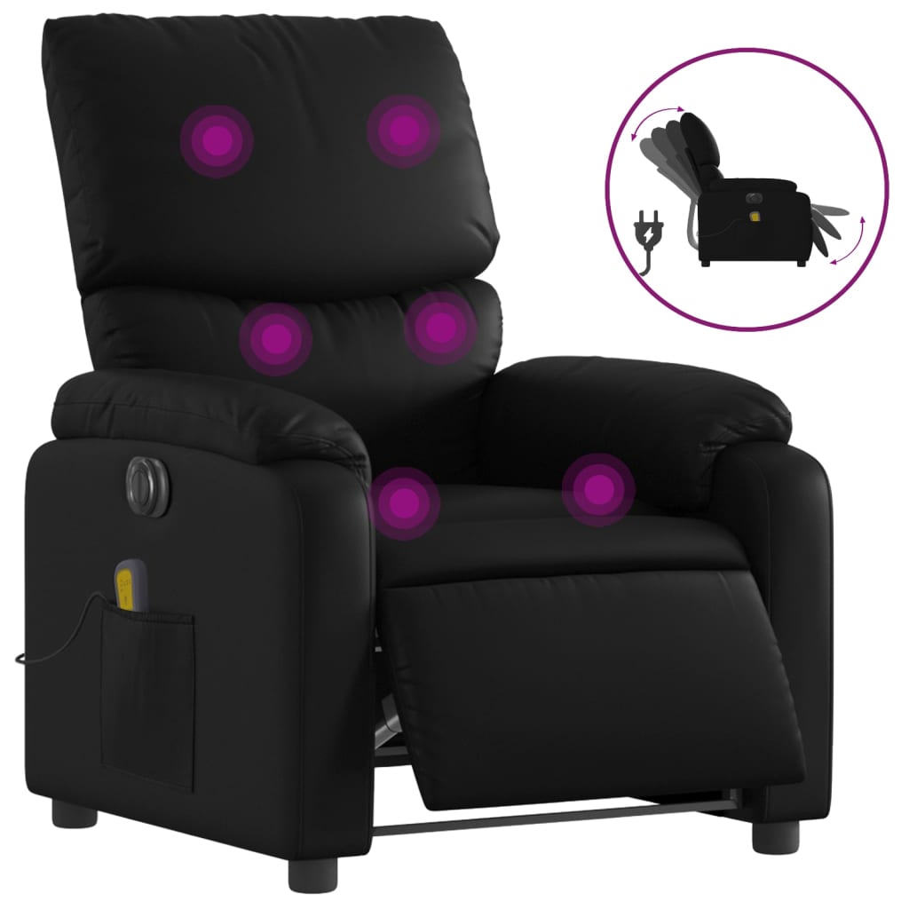 Fauteuil de massage inclinable électrique noir similicuir Fauteuils vidaXL   