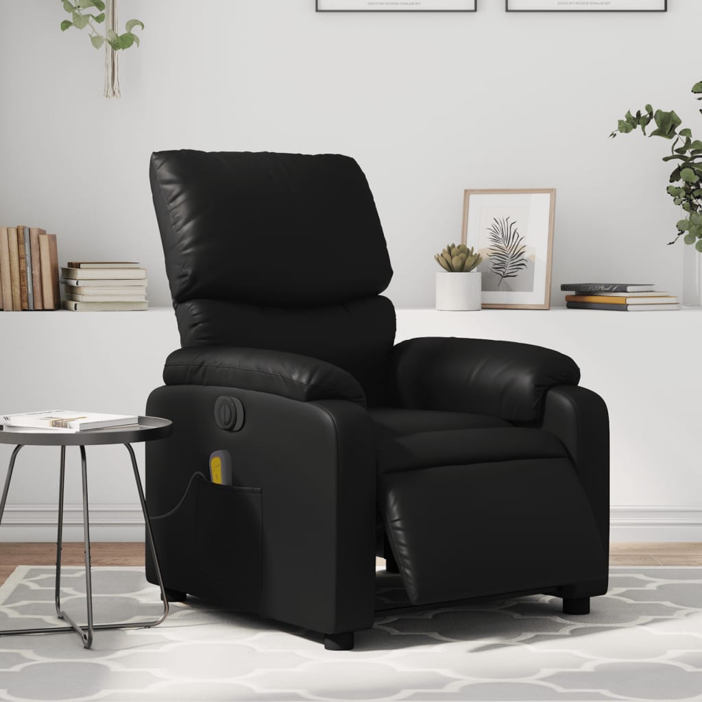 Fauteuil de massage inclinable électrique noir similicuir Fauteuils vidaXL   