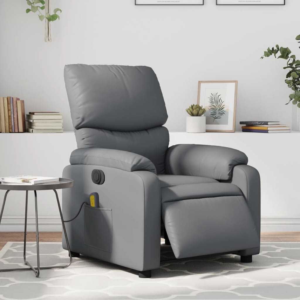 Fauteuil de massage inclinable électrique gris similicuir Fauteuils vidaXL   