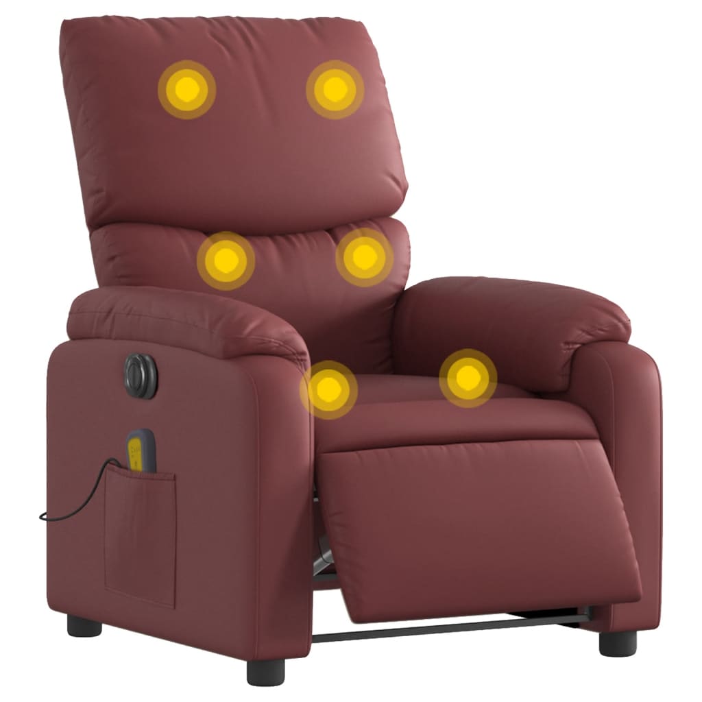 Fauteuil de massage inclinable électrique rouge bordeaux Fauteuils vidaXL   