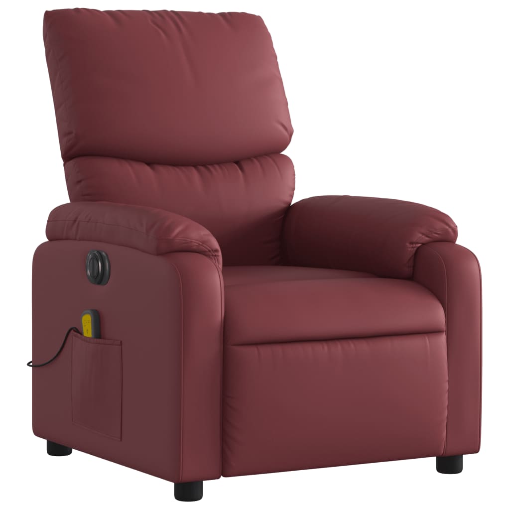 Fauteuil de massage inclinable électrique rouge bordeaux Fauteuils vidaXL   