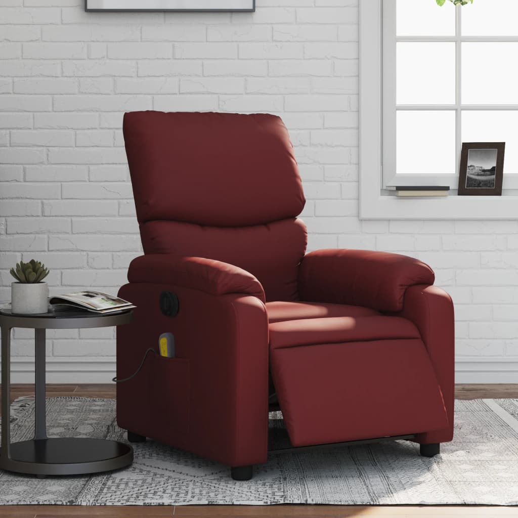 Fauteuil de massage inclinable électrique rouge bordeaux Fauteuils vidaXL   