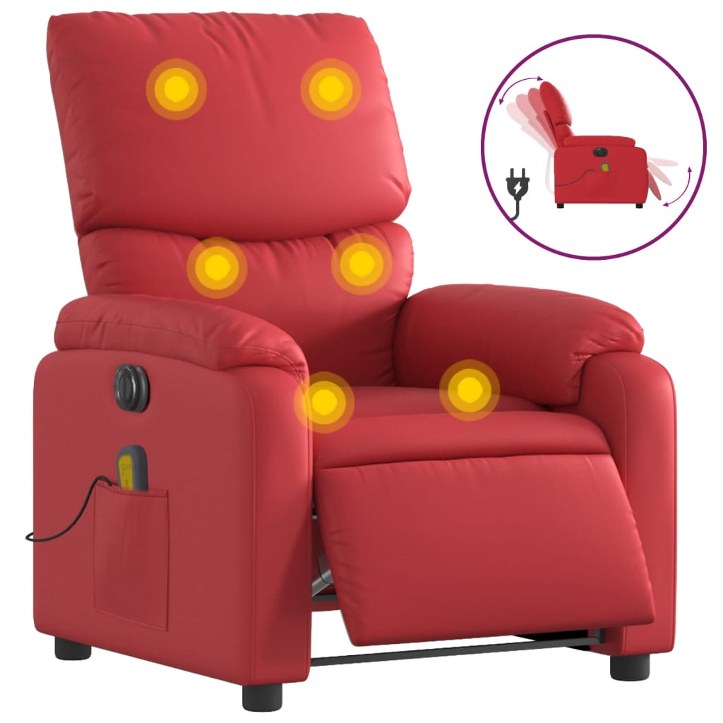 Fauteuil de massage inclinable électrique rouge similicuir Fauteuils vidaXL   