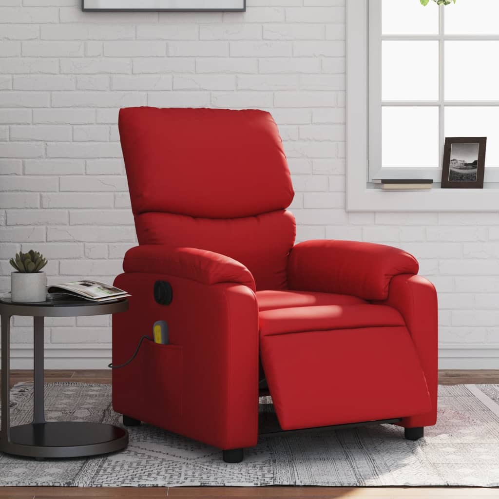 Fauteuil de massage inclinable électrique rouge similicuir Fauteuils vidaXL   