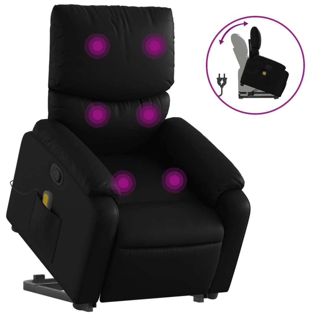 Fauteuil inclinable de massage Noir Similicuir Fauteuils vidaXL   