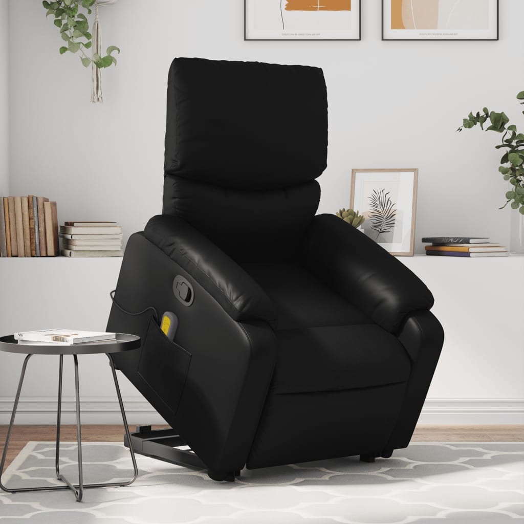 Fauteuil inclinable de massage Noir Similicuir Fauteuils vidaXL   