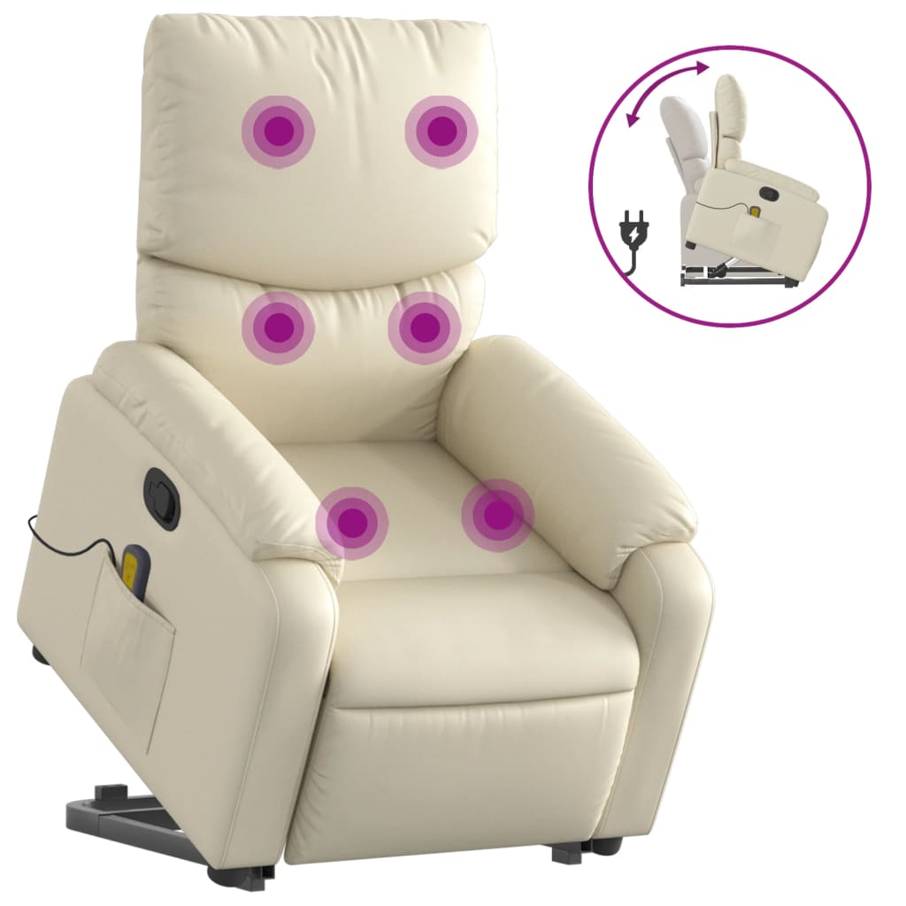 Fauteuil inclinable de massage Crème Similicuir Fauteuils vidaXL   