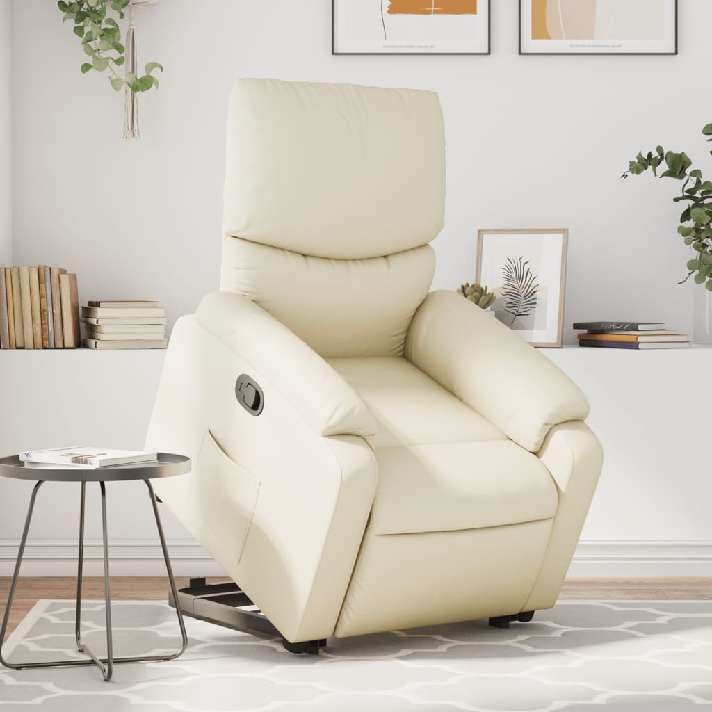 Fauteuil inclinable de massage Crème Similicuir Fauteuils vidaXL   