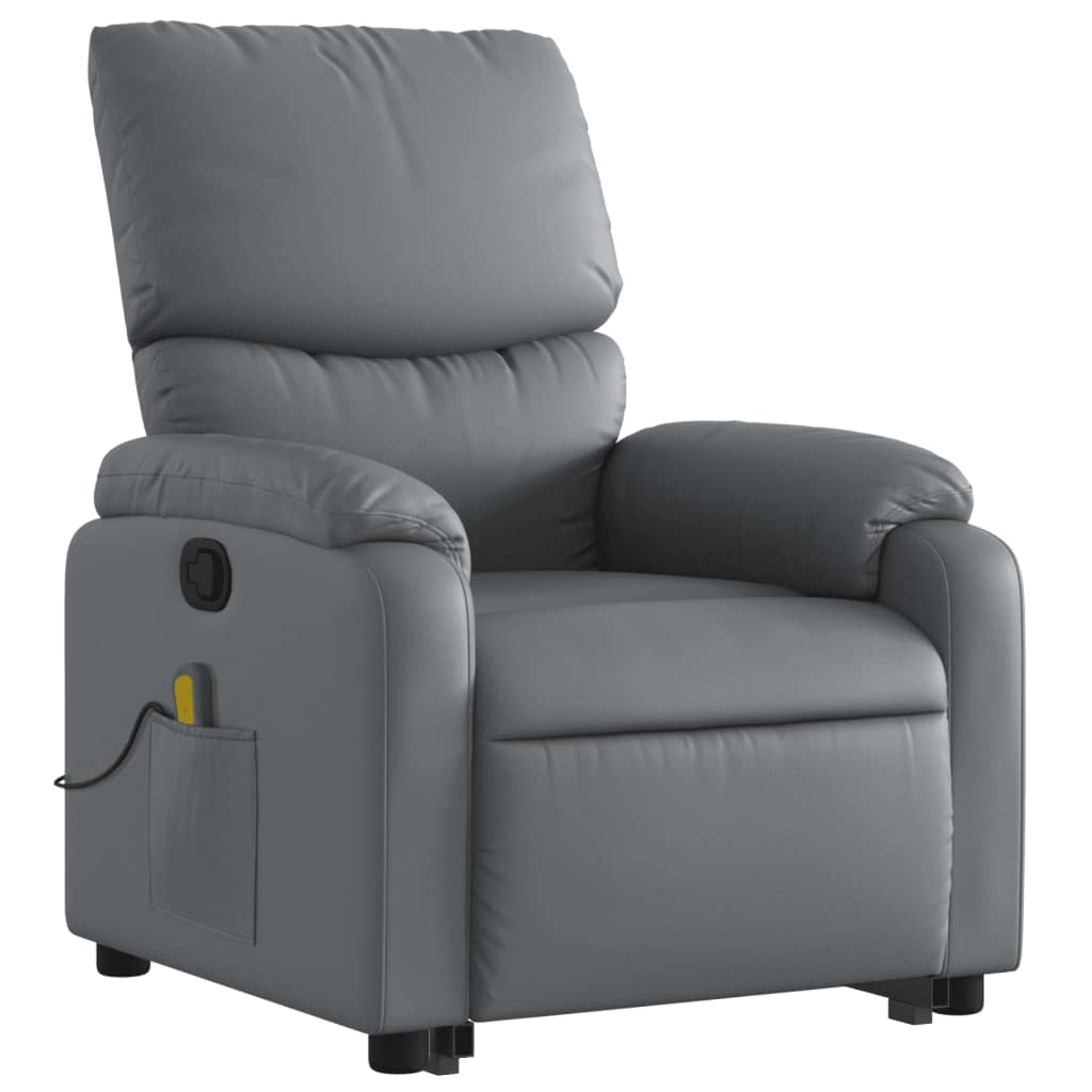 Fauteuil inclinable de massage Gris Similicuir Fauteuils vidaXL   