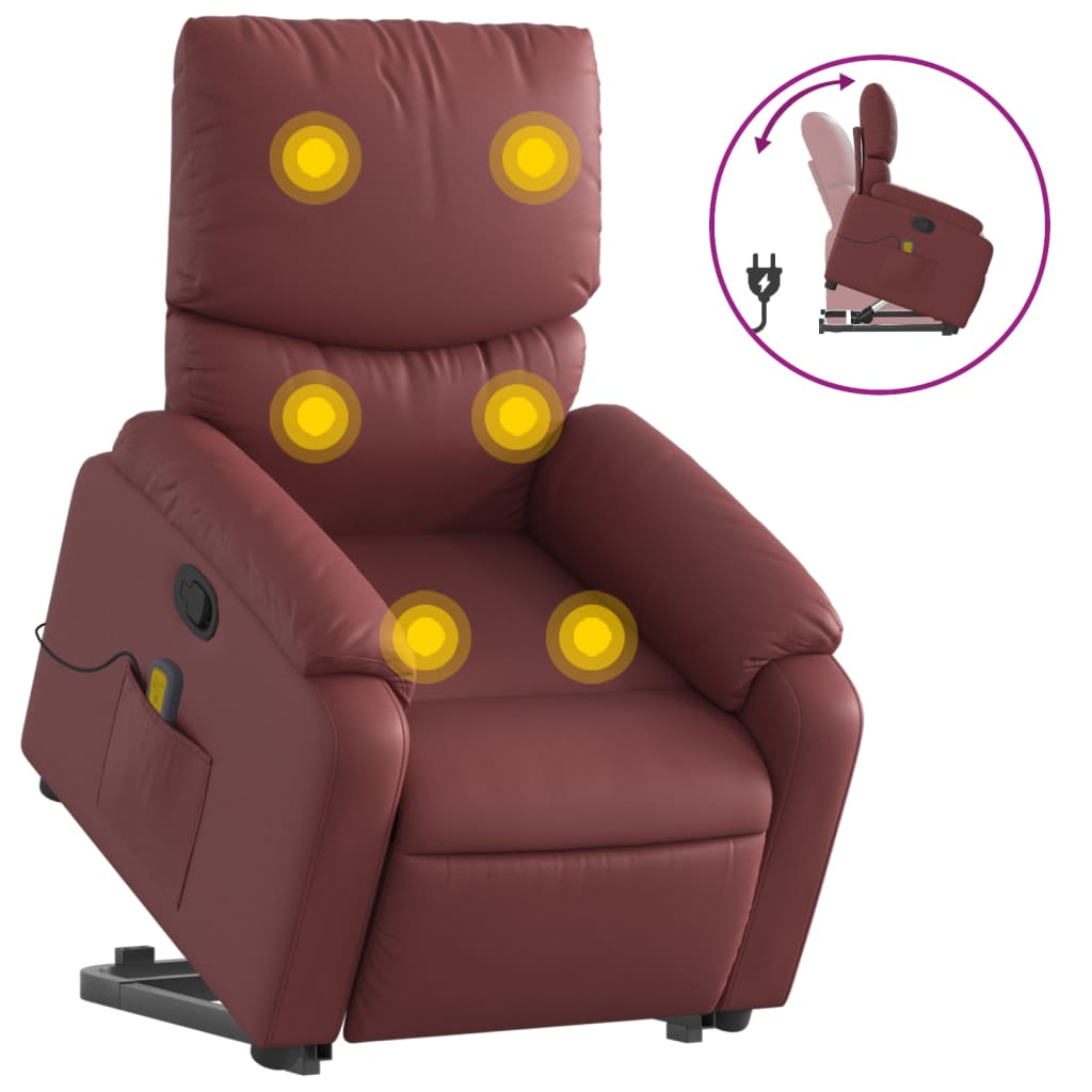 Fauteuil inclinable de massage Rouge bordeaux Similicuir Fauteuils vidaXL   