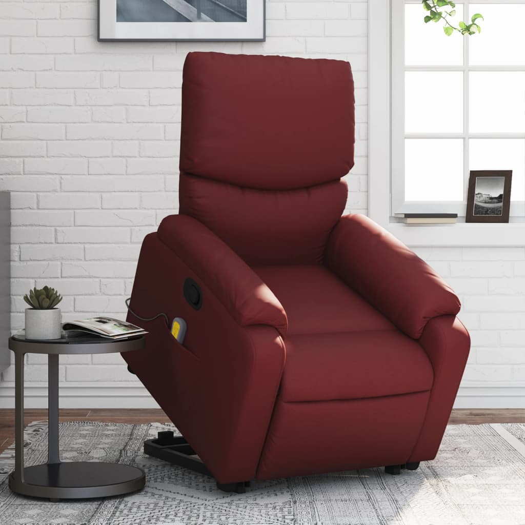 Fauteuil inclinable de massage Rouge bordeaux Similicuir Fauteuils vidaXL   