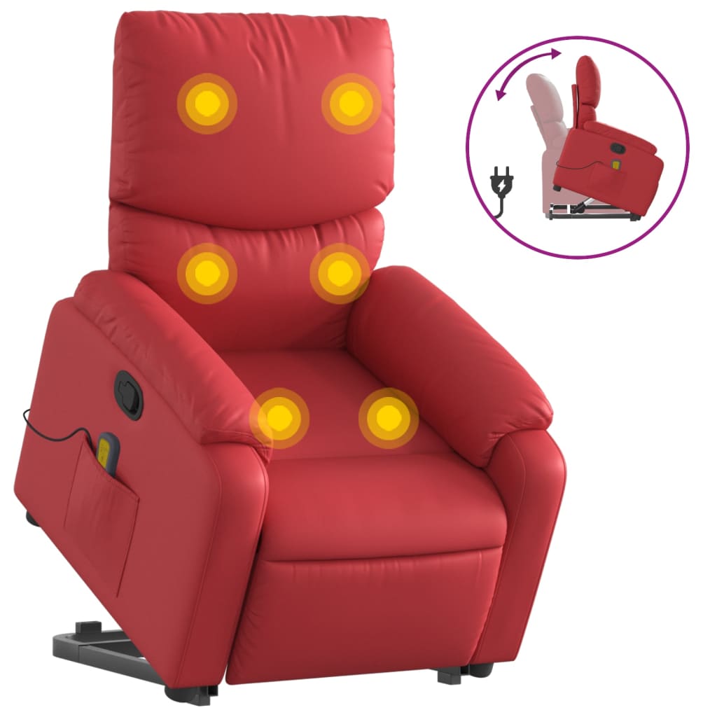 Fauteuil inclinable de massage Rouge Similicuir Fauteuils vidaXL   