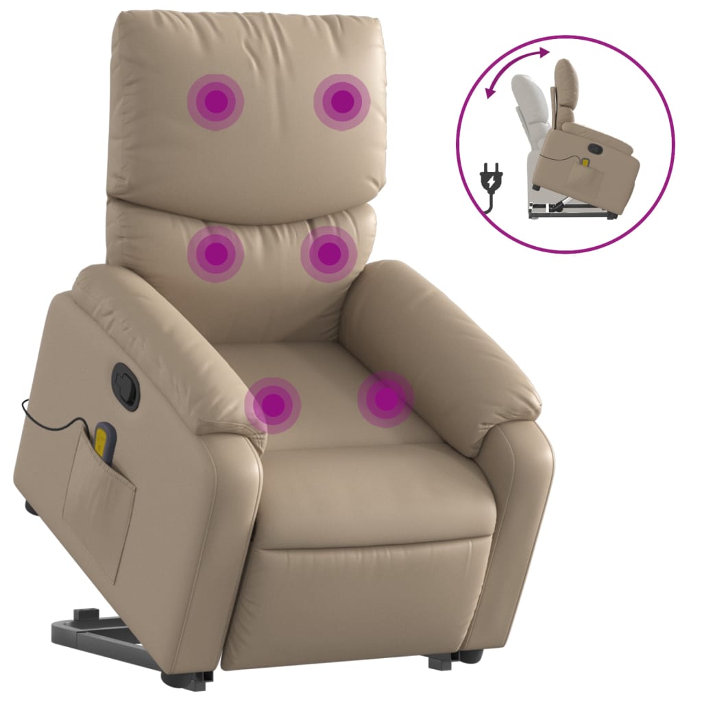 Fauteuil inclinable de massage Cappuccino Similicuir Fauteuils vidaXL   