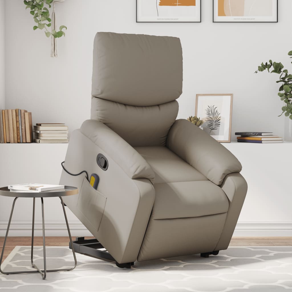 Fauteuil inclinable de massage Cappuccino Similicuir Fauteuils vidaXL   