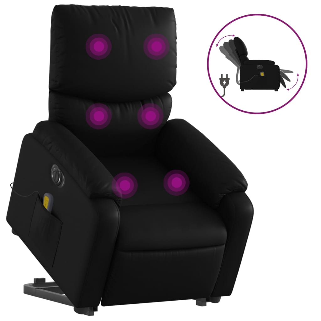 Fauteuil inclinable de massage électrique noir similicuir Fauteuils vidaXL   