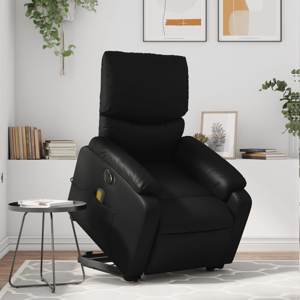 Fauteuil inclinable de massage électrique noir similicuir Fauteuils vidaXL   