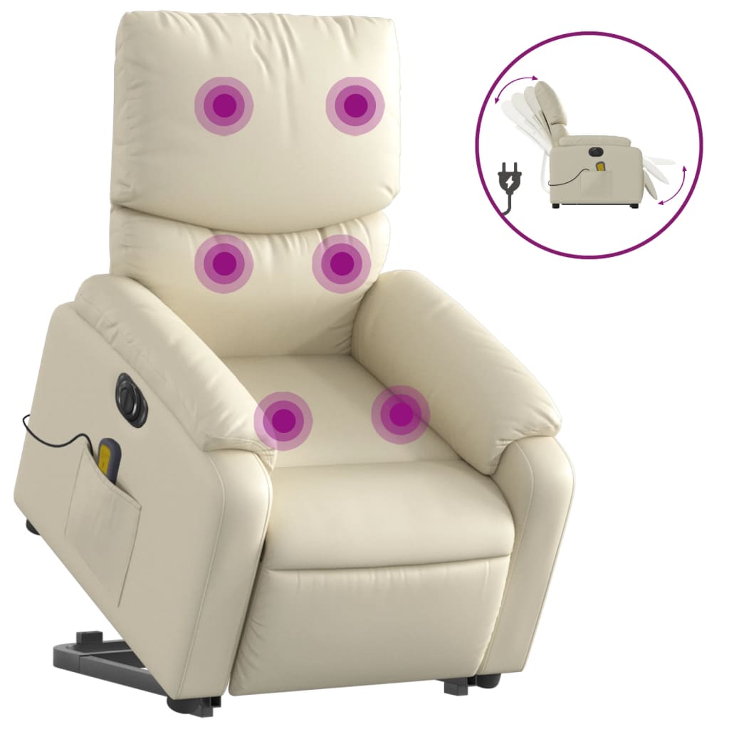 Fauteuil inclinable de massage électrique crème similicuir Fauteuils vidaXL   