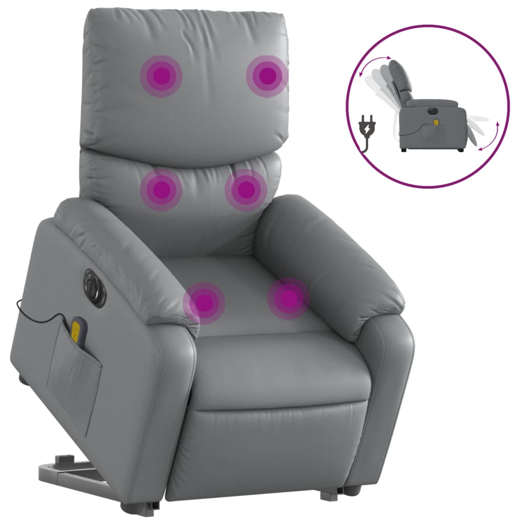 Fauteuil inclinable de massage électrique gris similicuir Fauteuils vidaXL   