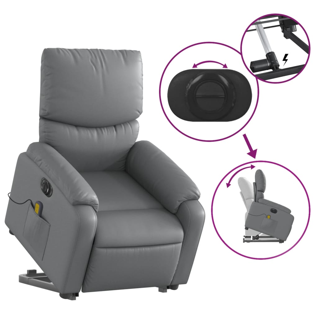 Fauteuil inclinable de massage électrique gris similicuir Fauteuils vidaXL   