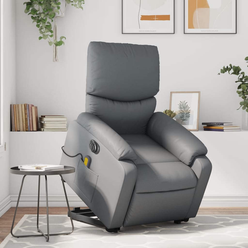 Fauteuil inclinable de massage électrique gris similicuir Fauteuils vidaXL   