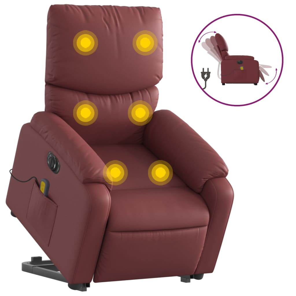 Fauteuil inclinable de massage électrique rouge bordeaux Fauteuils vidaXL   