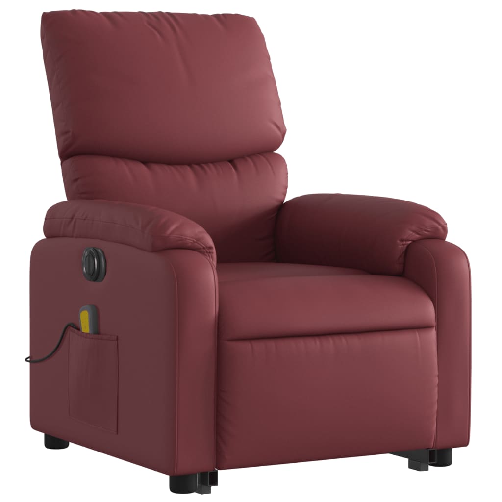 Fauteuil inclinable de massage électrique rouge bordeaux Fauteuils vidaXL   