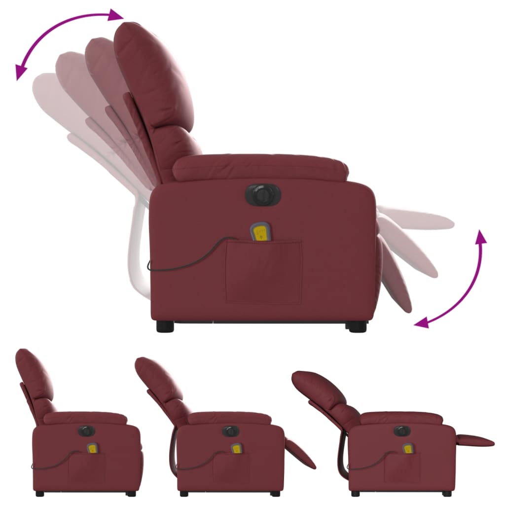 Fauteuil inclinable de massage électrique rouge bordeaux Fauteuils vidaXL   