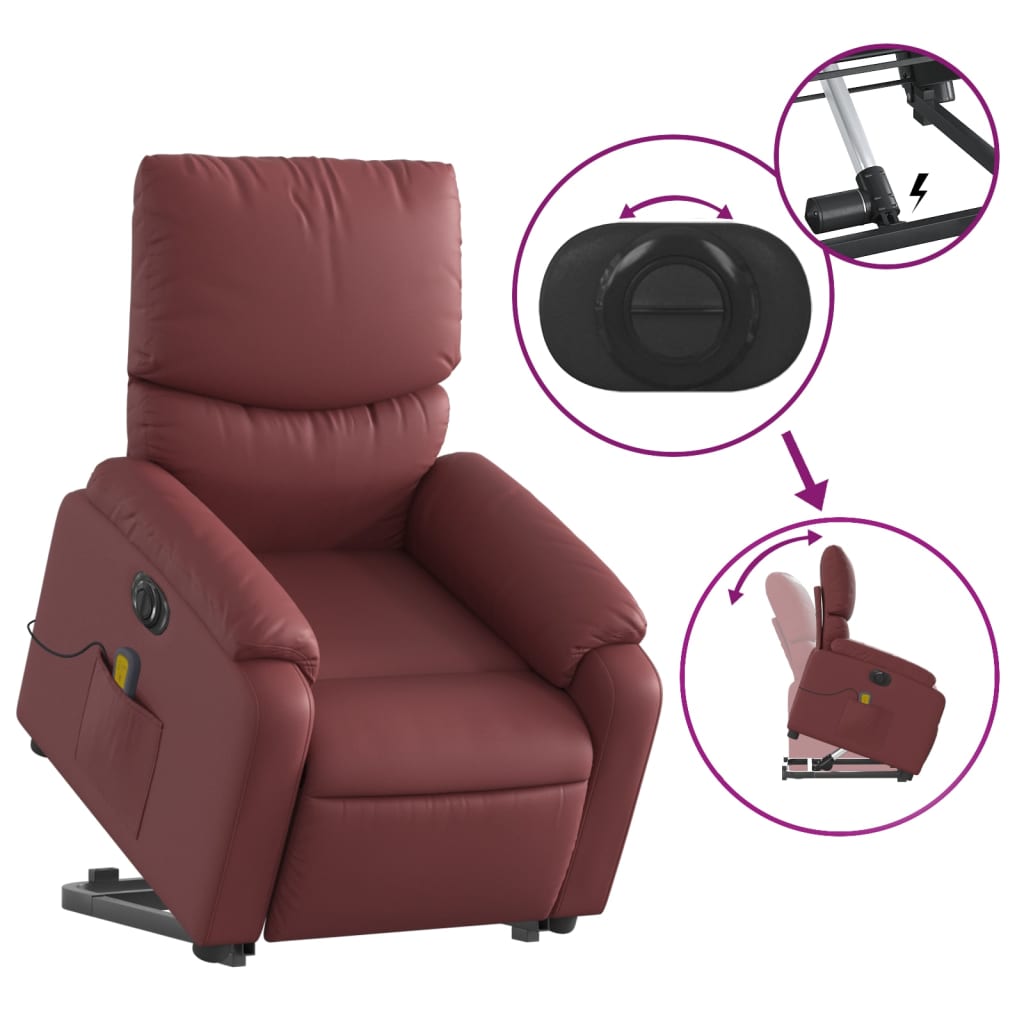 Fauteuil inclinable de massage électrique rouge bordeaux Fauteuils vidaXL   