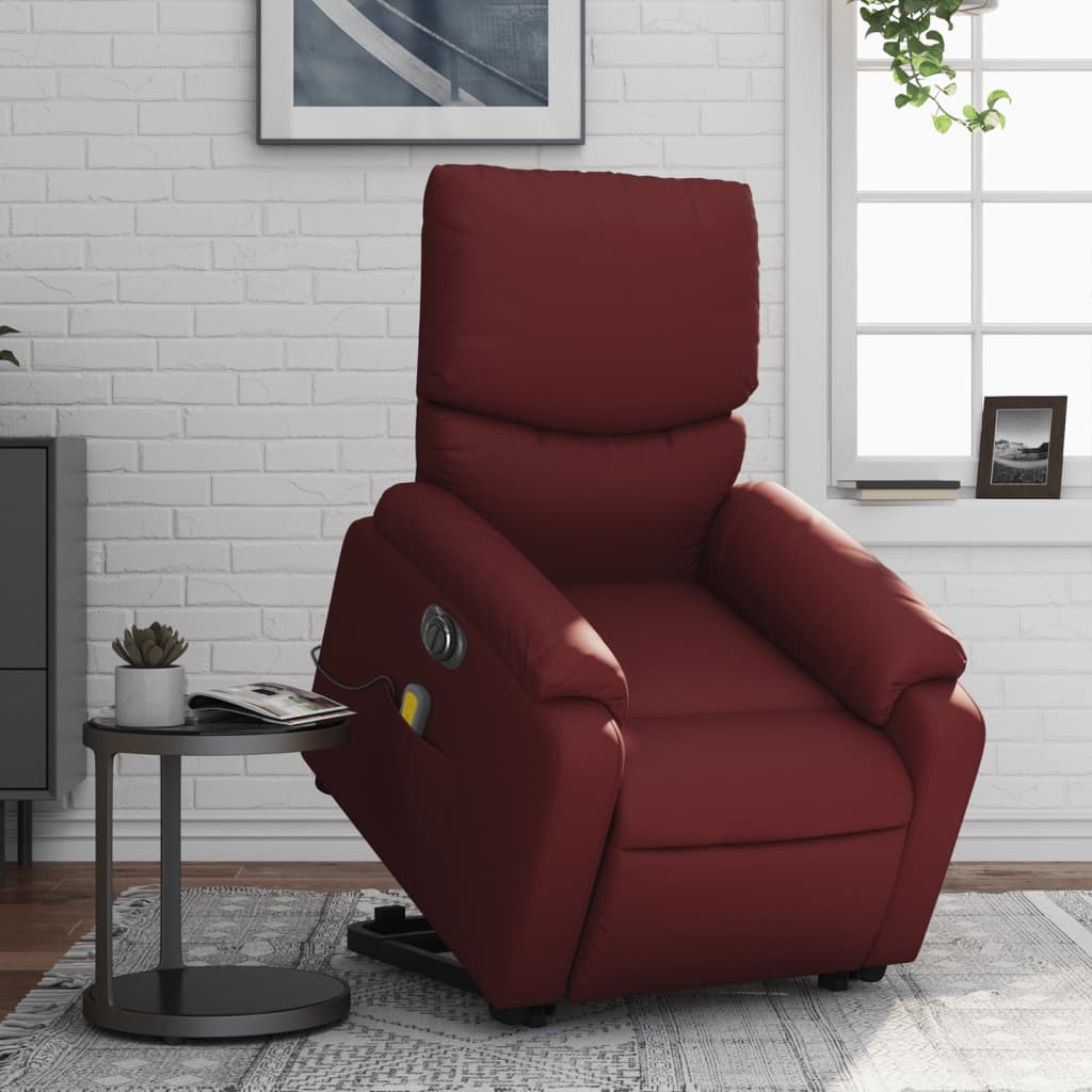 Fauteuil inclinable de massage électrique rouge bordeaux Fauteuils vidaXL   