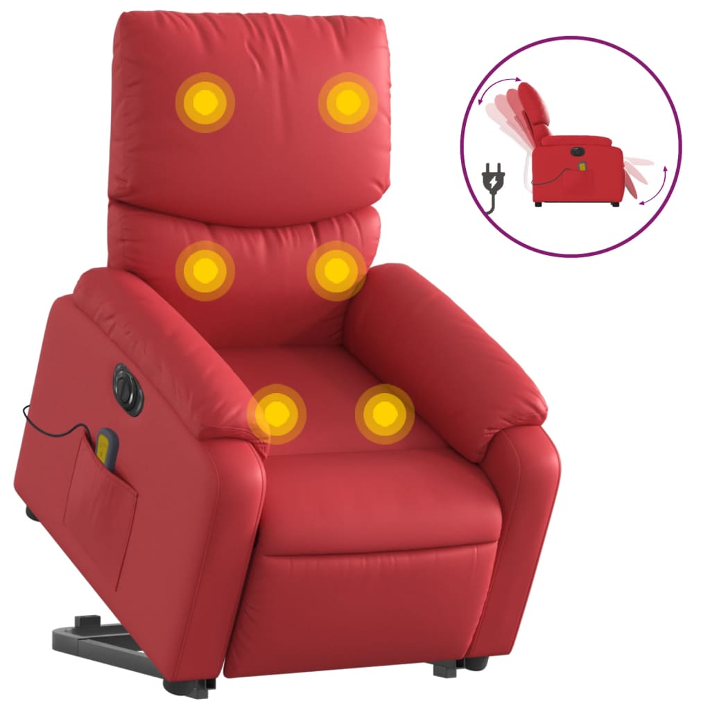 Fauteuil inclinable de massage électrique rouge similicuir Fauteuils vidaXL   