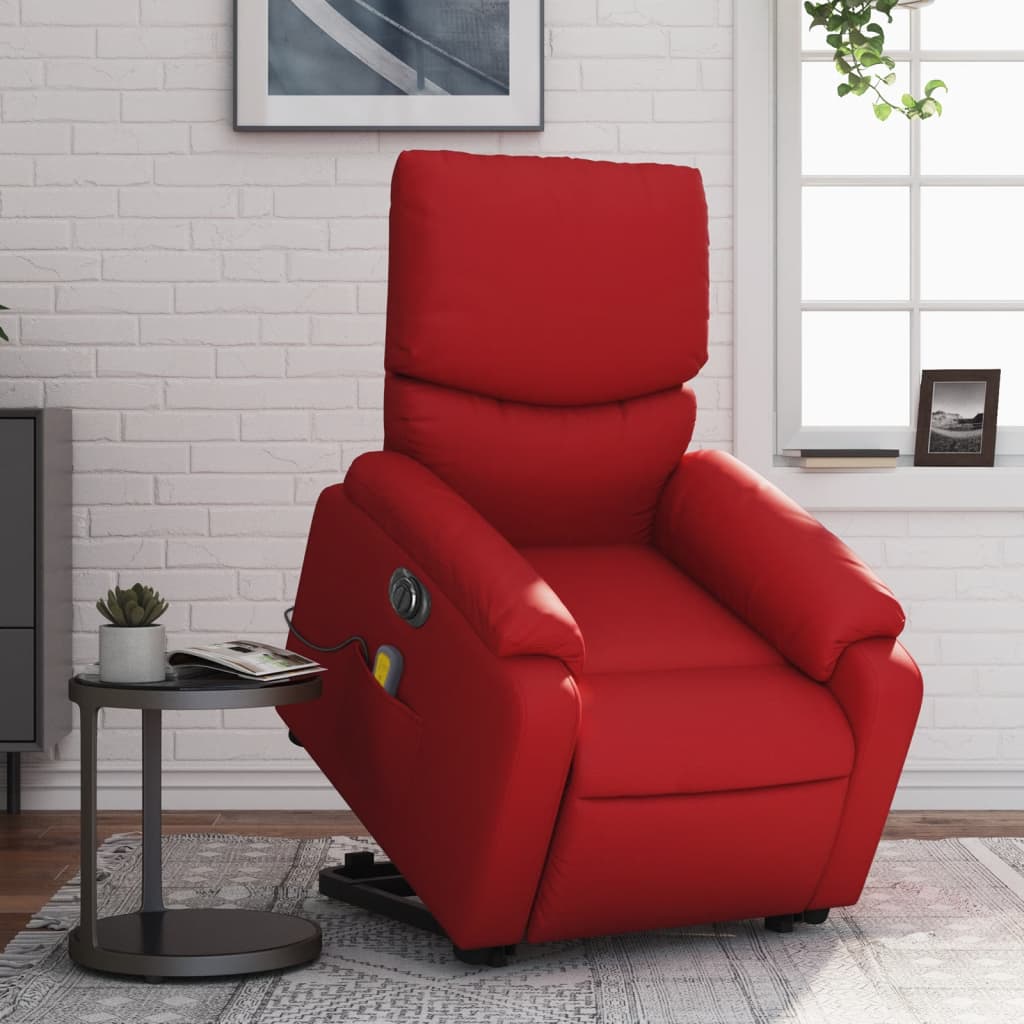 Fauteuil inclinable de massage électrique rouge similicuir Fauteuils vidaXL   