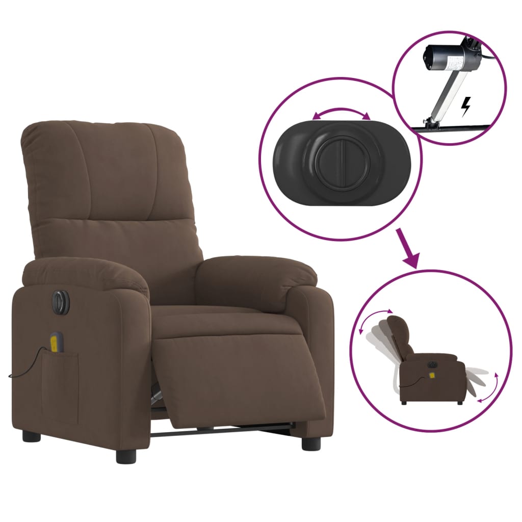 Fauteuil inclinable de massage électrique marron Fauteuils vidaXL   