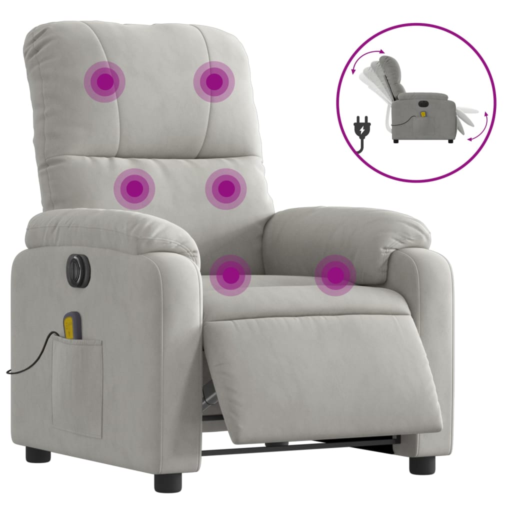 Fauteuil inclinable de massage électrique gris clair Fauteuils vidaXL   