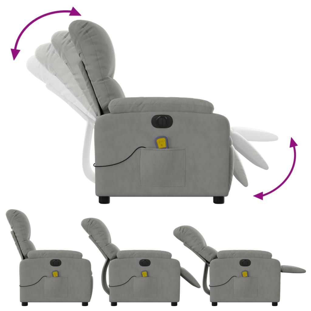 Fauteuil inclinable de massage électrique gris clair Fauteuils vidaXL   