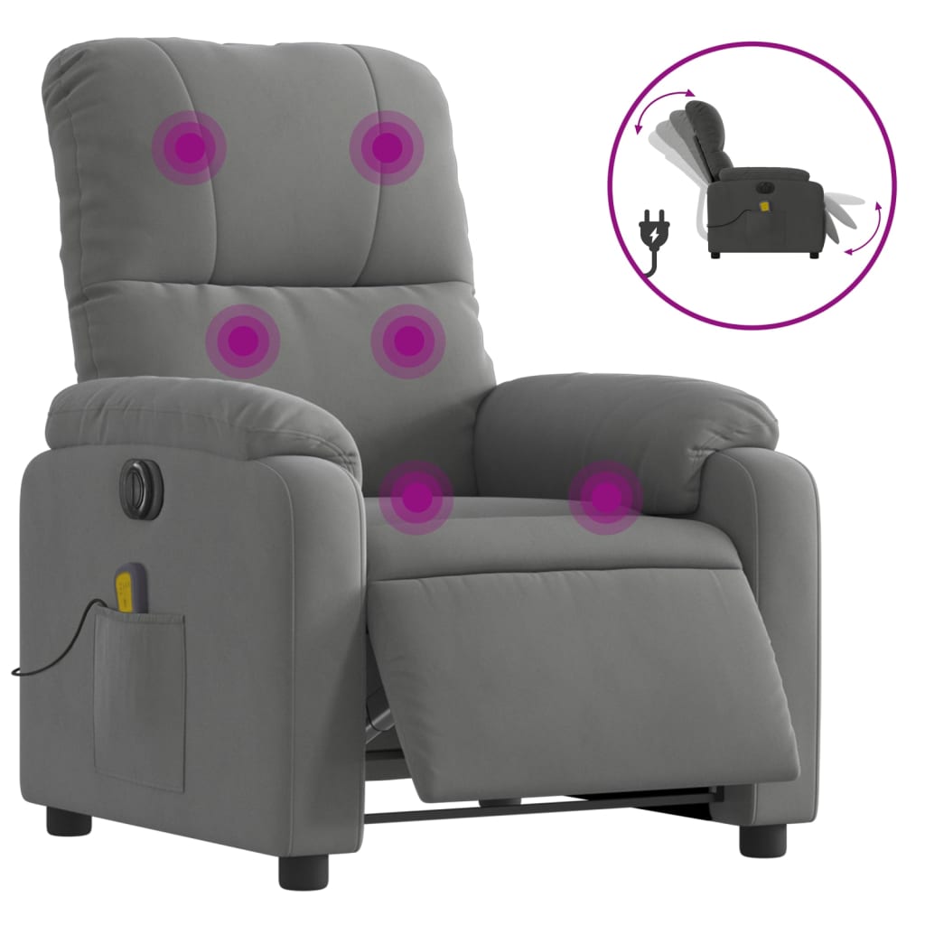 Fauteuil inclinable de massage électrique gris foncé Fauteuils vidaXL   