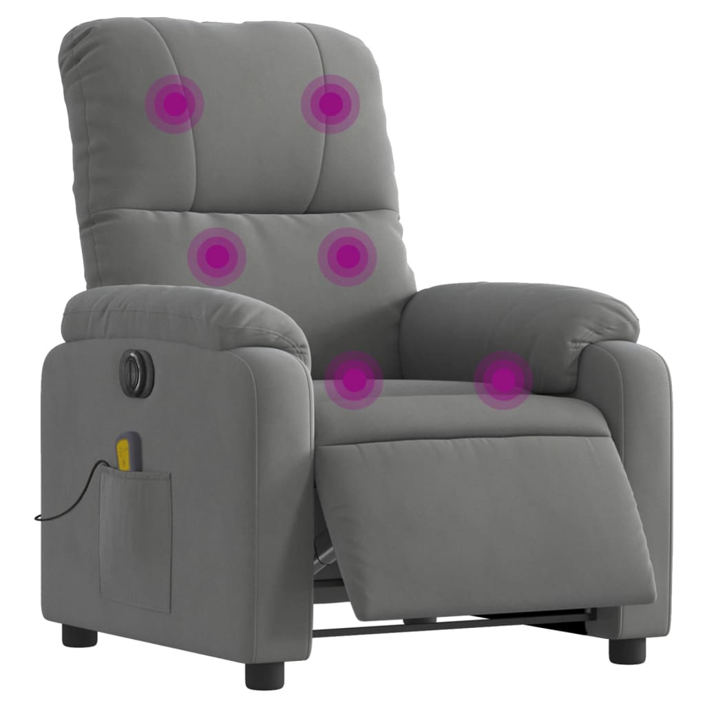 Fauteuil inclinable de massage électrique gris foncé Fauteuils vidaXL   