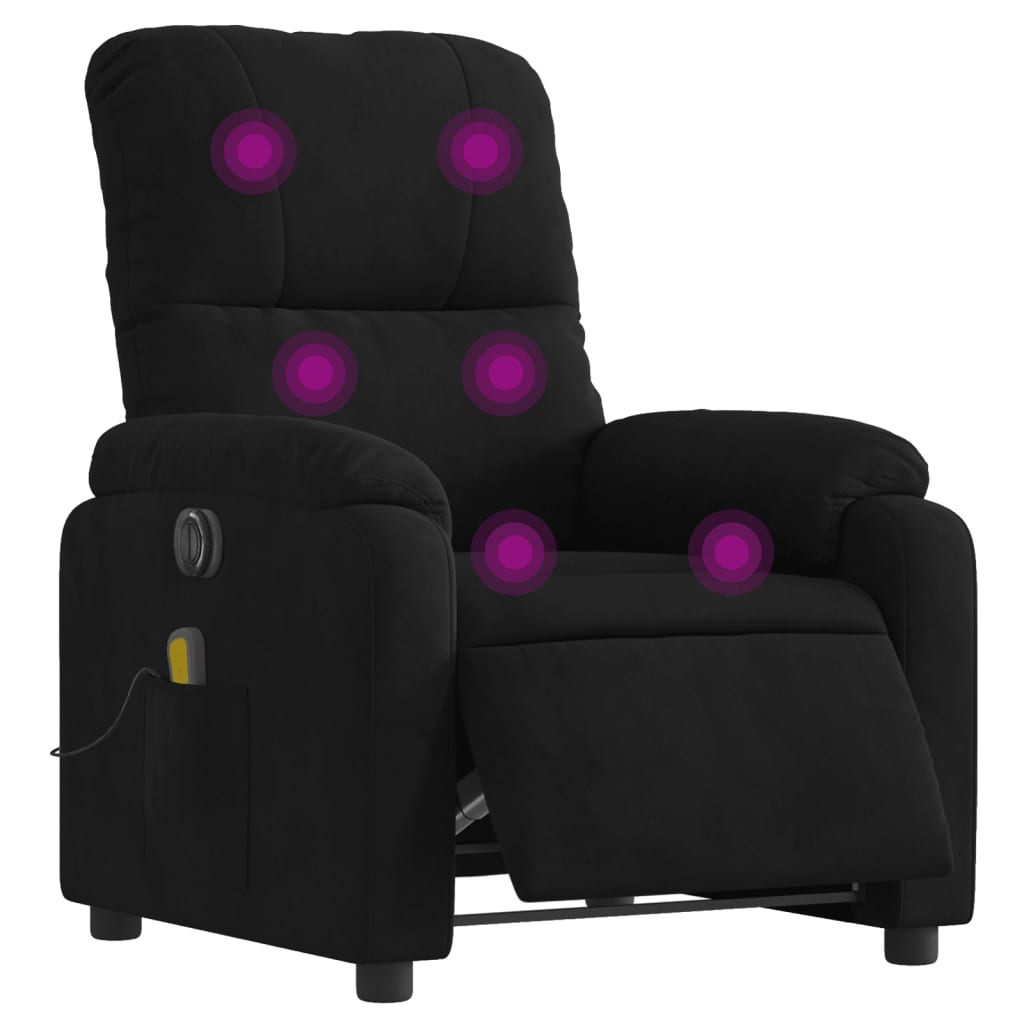 Fauteuil inclinable de massage électrique noir tissu microfibre Fauteuils vidaXL   