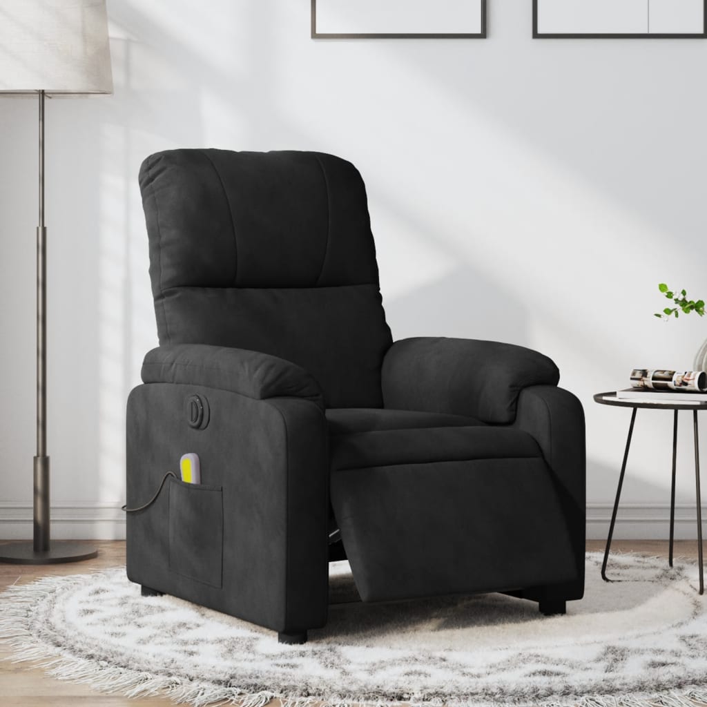 Fauteuil inclinable de massage électrique noir tissu microfibre Fauteuils vidaXL   